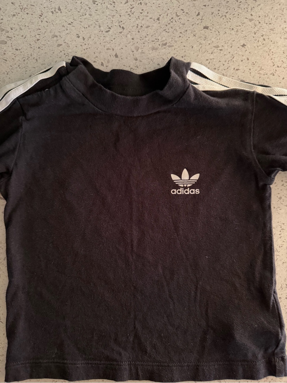 adidas Black Tee with White Shoulder Stripes Size 12-18M - Picture 2 of 6
